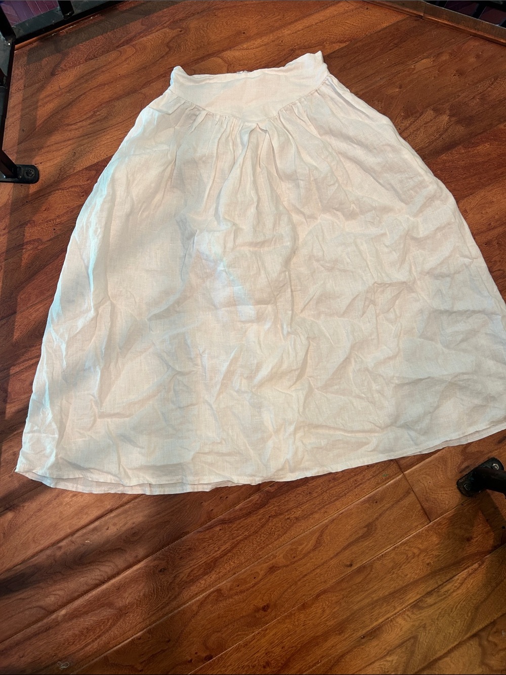 Posse 100% Linen White Drop Waist Midi Skirt Size XS